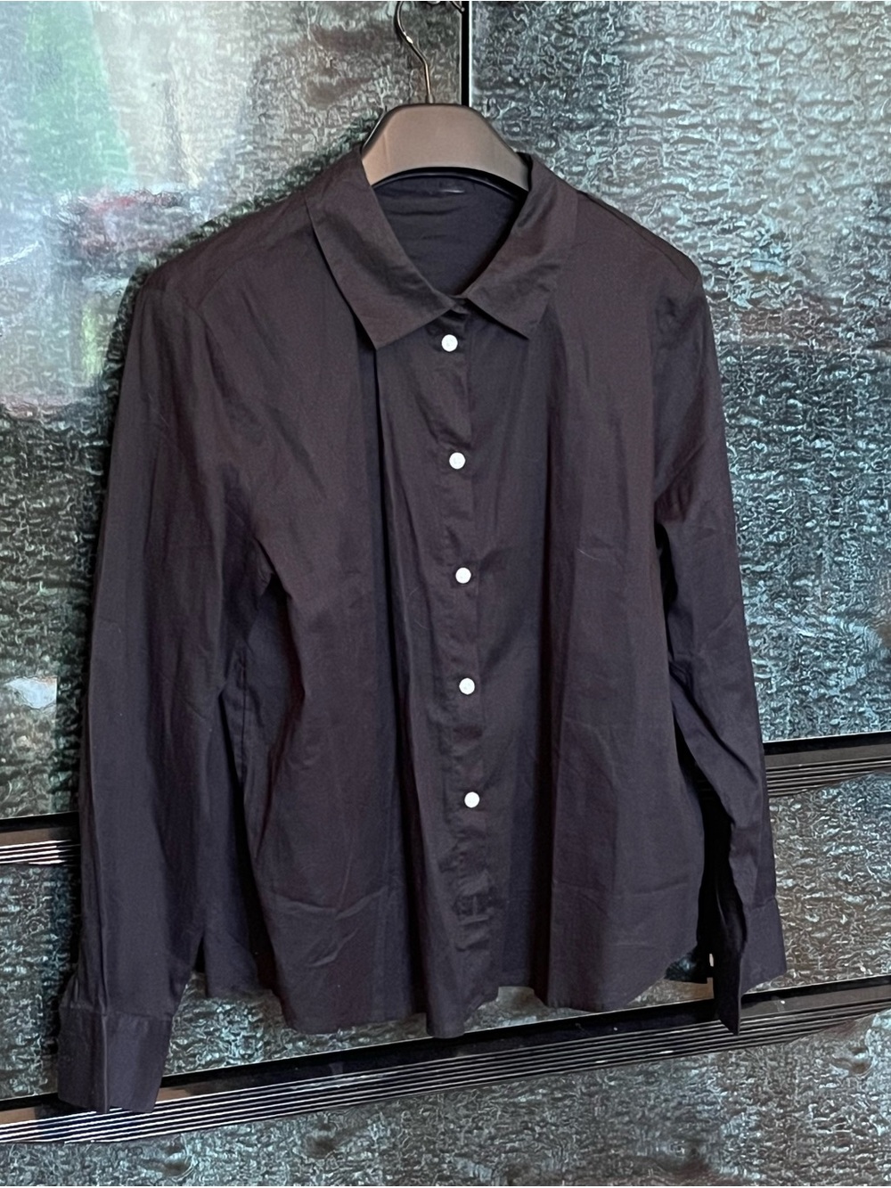 H&M Cotton Black Button Down Shirt with White Buttons